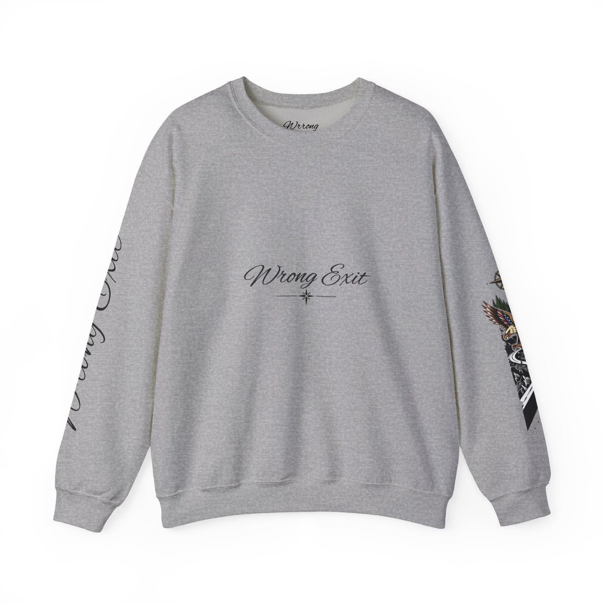 Vintage Road Trip Crewneck Sweatshirt — Scenic Car Photo Back & Graphic Sleeve