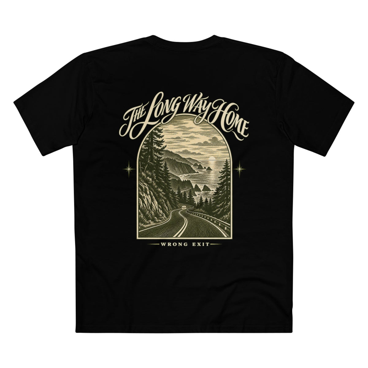 Adventure Road Graphic Tee — "She Lives With Love" Scenic Mountain Road T‑Shirt