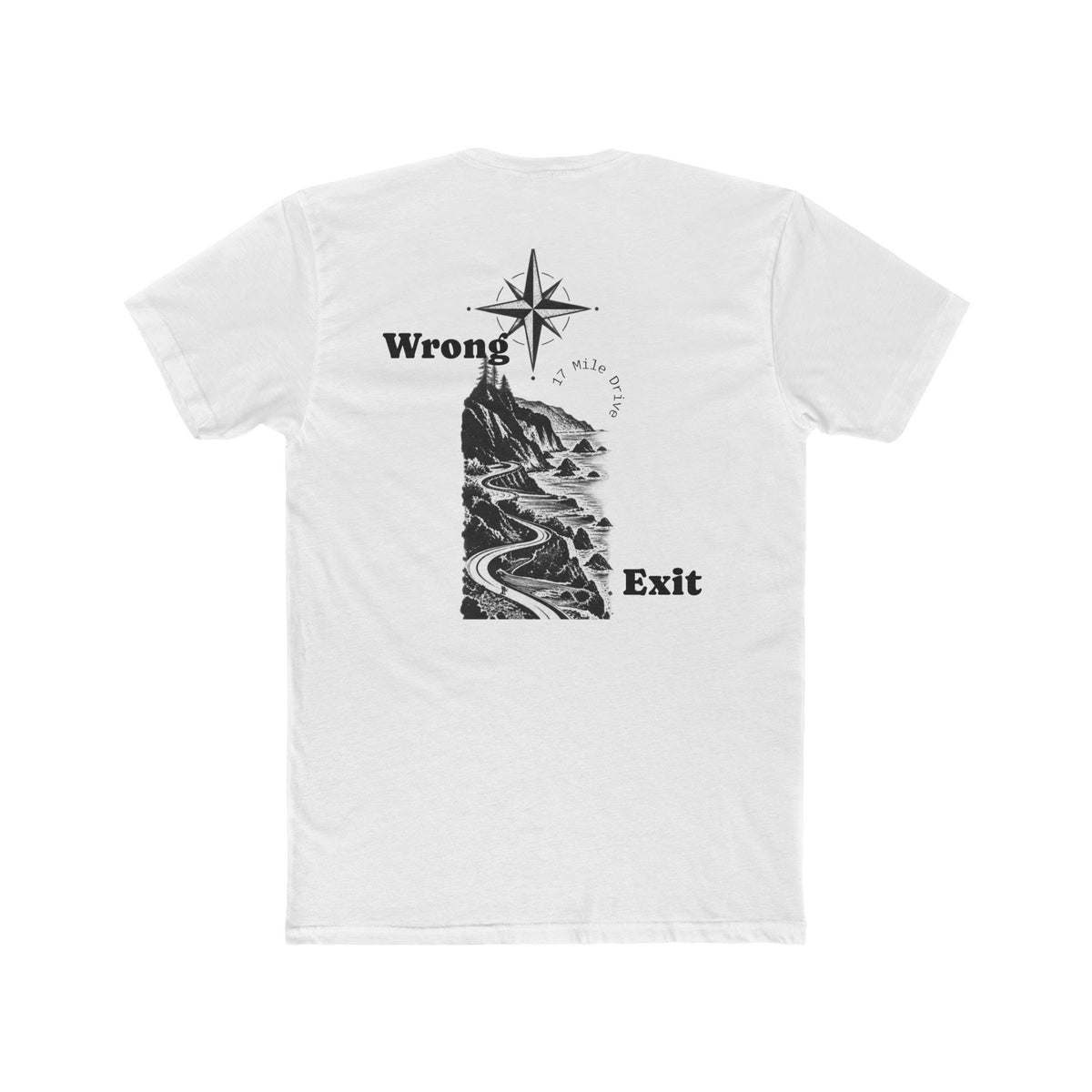 Wrong Exit Graphic T‑Shirt — Vintage Compass & Mountain Road Tee