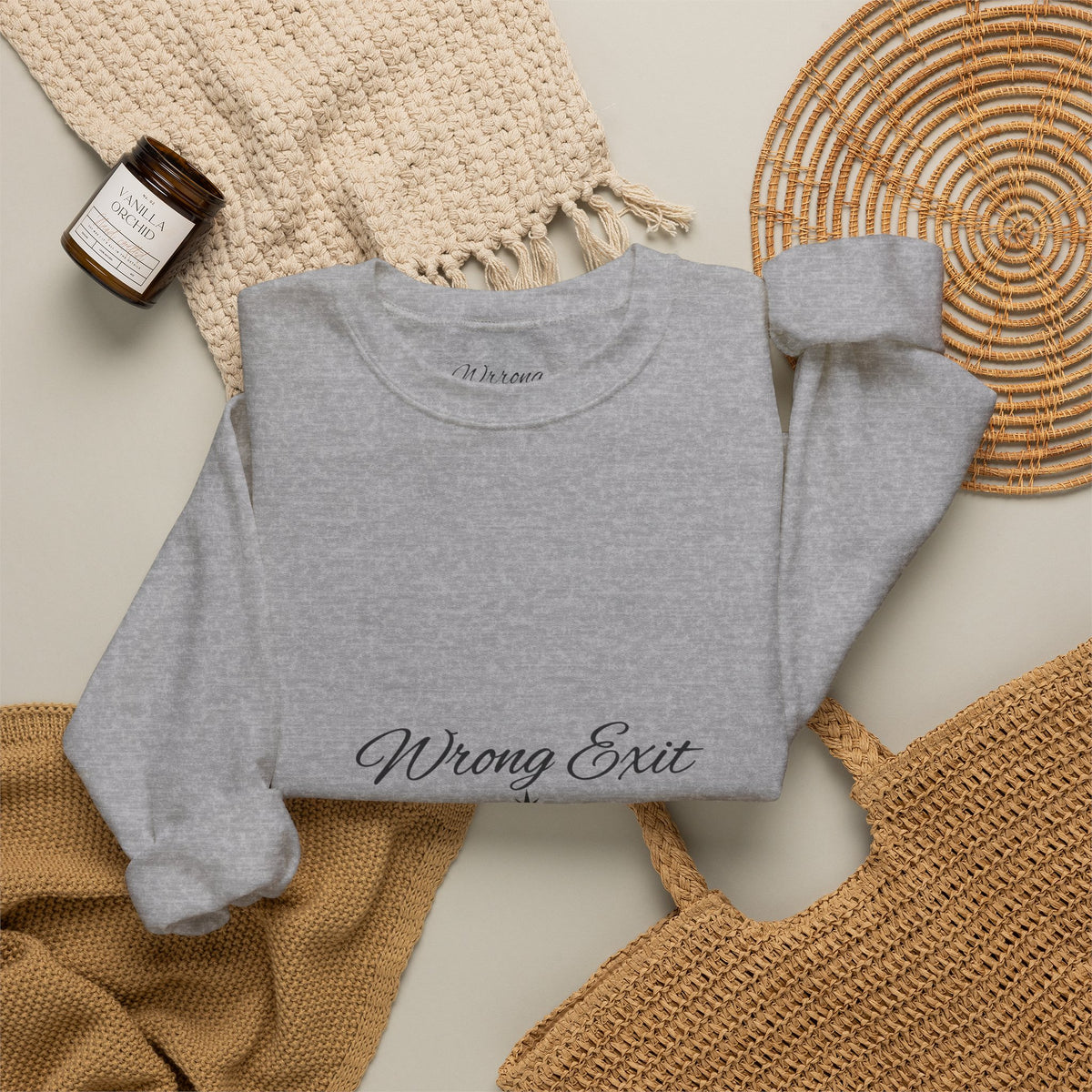 Vintage Road Trip Crewneck Sweatshirt — Scenic Car Photo Back & Graphic Sleeve