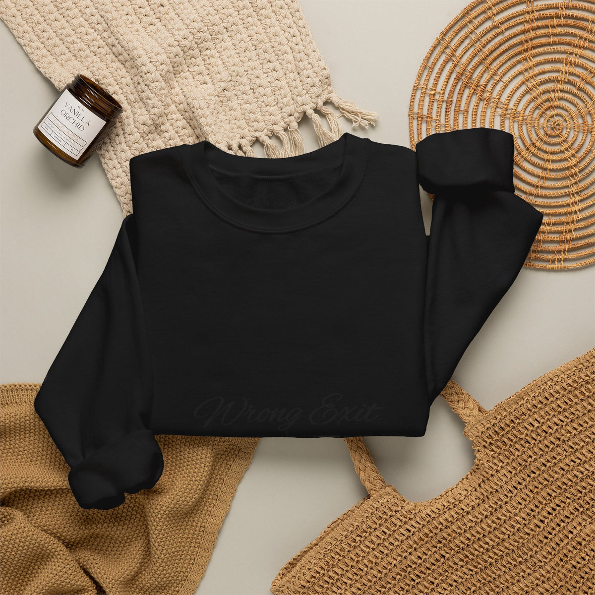Vintage Road Trip Crewneck Sweatshirt — Scenic Car Photo Back & Graphic Sleeve