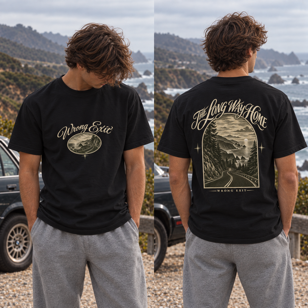 Wrong Exit — The Long Way Home Tee