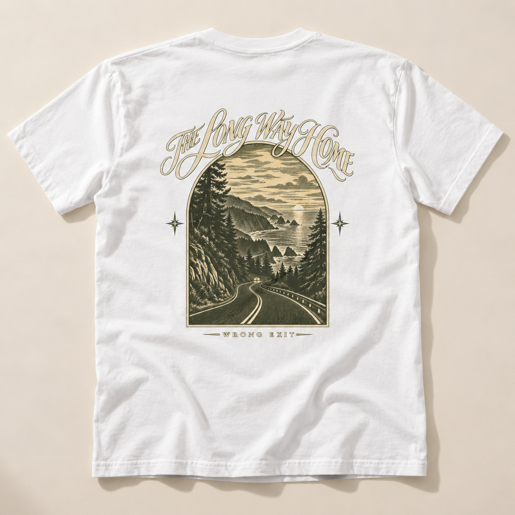 Wrong Exit — The Long Way Home Tee